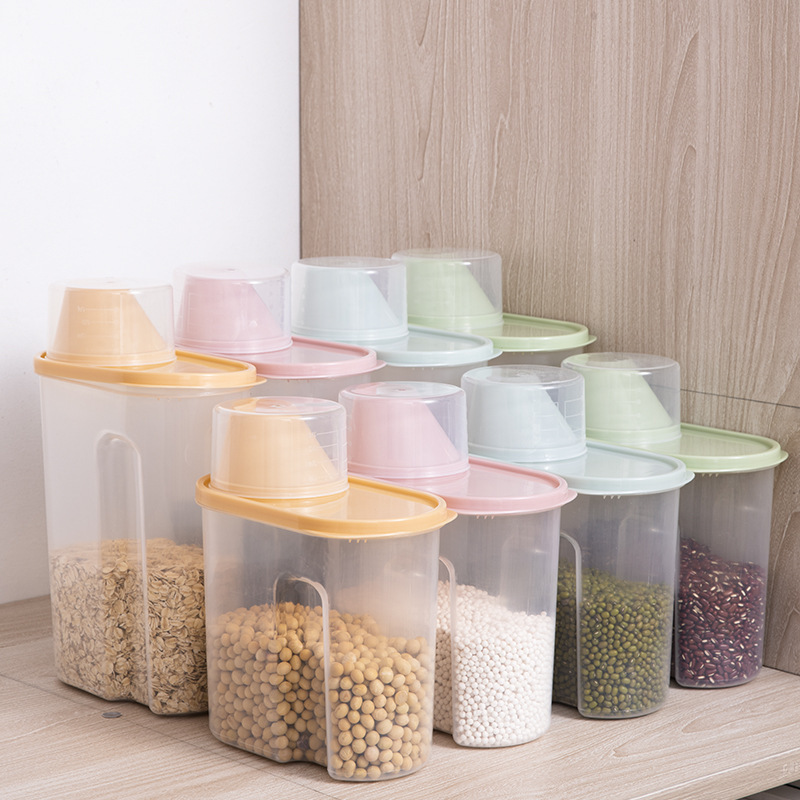 穀物保存瓶キッチン穀物保存瓶透明米バケツ保存瓶プラスチック密封瓶保存瓶|undefined