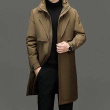 羽绒服男士中长款白鸭绒2025秋冬季新款加厚潮流休闲男装风衣外套