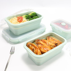 FDA silicone lunch box foldable microwave silicone lunch box refrigerator storage box crisper set