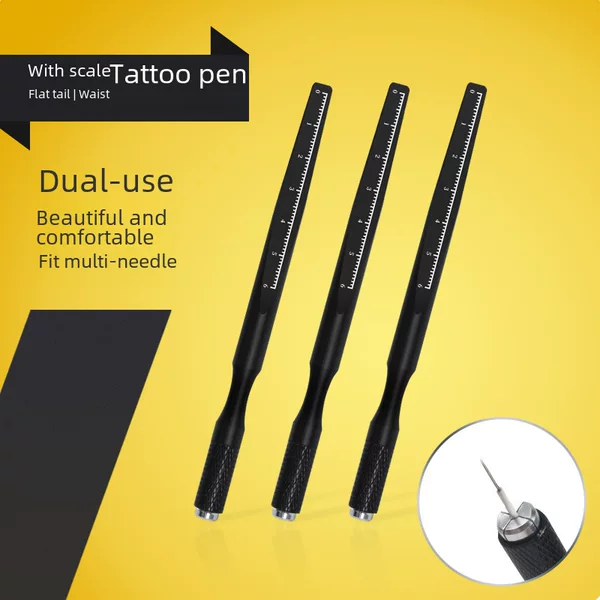 Factory wholesale with scale flat tail waist tattoo manual pen measurement positioning tattoo eyebrow tattoo pen