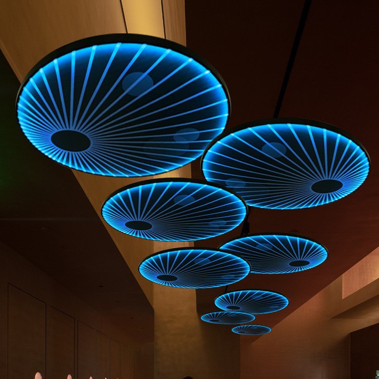 Bar de atmósfera de luz KTV baño de pies club de salud en forma de ventilador siete colores barbecue bar decoración de la parte superior del candelier