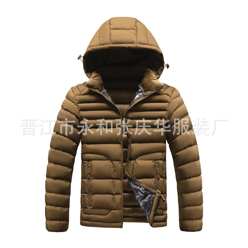 Transfronterizo abrigo de costilla elástica de cuatro lados para hombres forrado de lana engrosado abrigo de algodón acolchado con capucha abrigo de algodón acolchado raqueta algodón europeo y americano Comercio exterior al por mayor