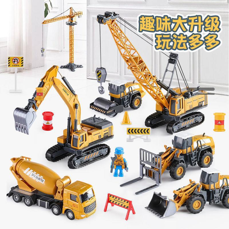 Vehículo de ingeniería de aleación excavadora grúa bulldozer transporte camión gran camión mezclador de cemento grúa rodadora camión juguetes