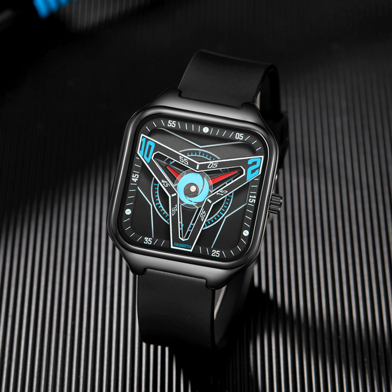 Moda moda fresco reloj cuadrado de los hombres deportes impermeable reloj de cuarzo de las mujeres banda de silicona reloj juvenil