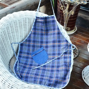 Danfeng creative: Shanghai hand-woven cloth vintage sewed apron waterproof imitation dirty kitchen waist work uniform