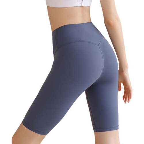 New style nude yoga shorts for women, summer high-waisted belly-controlling cycling pants, peach hip-lifting running sports five-point fitness pants