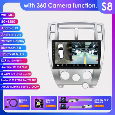 DVD Navigation — 04-09 Hyundai Tucson reversing - silver-with-360-camera-8128g-wifi4g-lte-version-7862-carplay-eight-cores-10-inch-for-04-09-hyundai-tucson