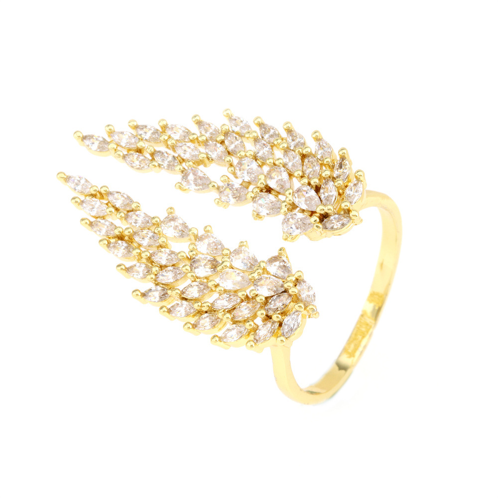 Fashion Water Droplets Eye Wings Copper Inlay Zircon Rings 1 Piece