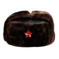 Black Leather 175g Red Brown Velvet Red Five-Pointed Star Badge