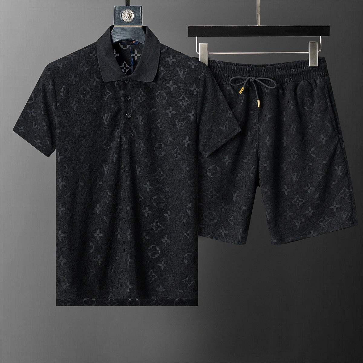 Cross-border versión correcta polo manga corta set de collar de verano clásico toalla de hombre bordado casual Europa y América explosión
