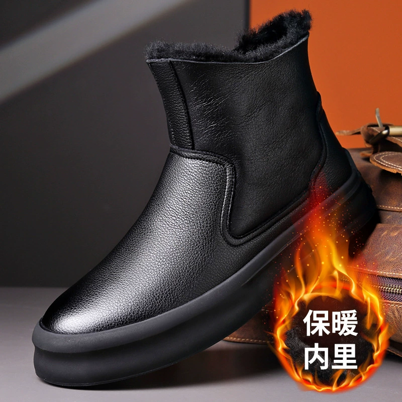 Снежные сапоги мужские 2024 новые зимние теплые толстые шерстяные сапоги меха один нескользкие толстые сапоги мужские