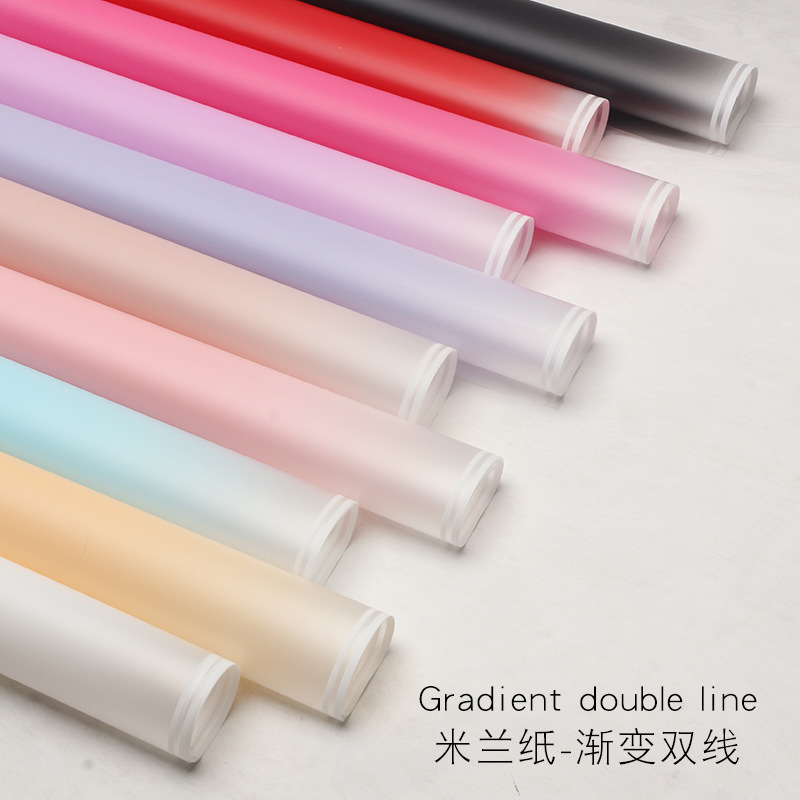 Comercio exterior explosivo embalaje de flores de dos colores borde gradiente Milán doble línea de papel de flores regalos floral tienda