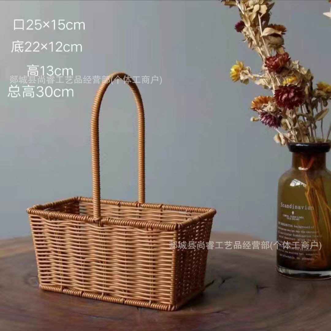 Cestas de flores tejidas a mano tejidas de paja bambú tejidas de flores tejidas a mano imitación de vid y fruta huevo caja de regalo cesta pastoral