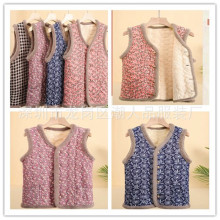 秋冬季中老年碎花加绒背心马甲地摊尾货妈妈装保暖外穿花棉袄外套