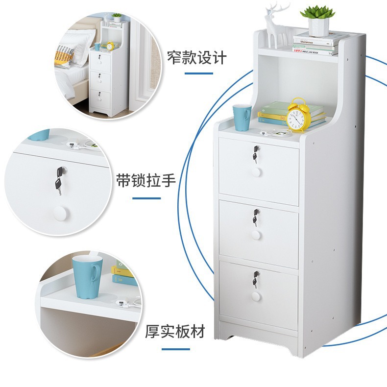 Mesita de noche ultra estrecho simple moderno dormitorio ins estilo multifuncional mesita de noche pequeño almacenamiento simple rack de almacenamiento