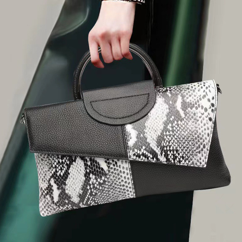 Retro Crocodile Embossed Handbag Leather Clutch New Trendy Large Capacity Banquet Bag Fashion Elegant Wallet For Women - Thumbnail 3