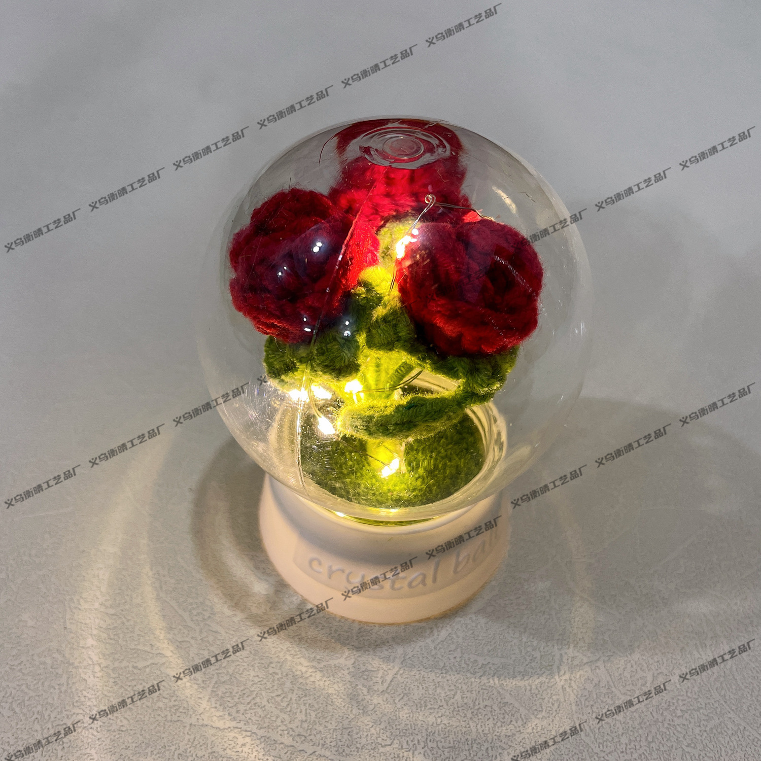 [야간 조명] 빨간 장미 수정구슬 3개