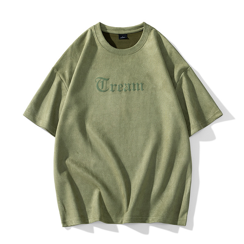 Trendy Men's Suede T-shirt Loose Fit Short Sleeved Summer Top_voghion.com