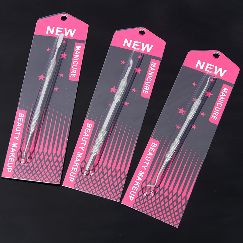 Cross-border new Russian stainless steel nail steel push double-headed nail removal push dead skin horseshoe push color stick tool