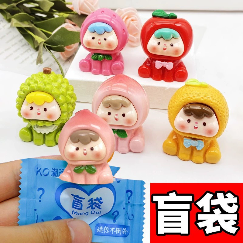 Three-dimensional fruit 2 generations 4 generations luminous solid resin ornament DIY resin accessories cute particles pairs and blind bags