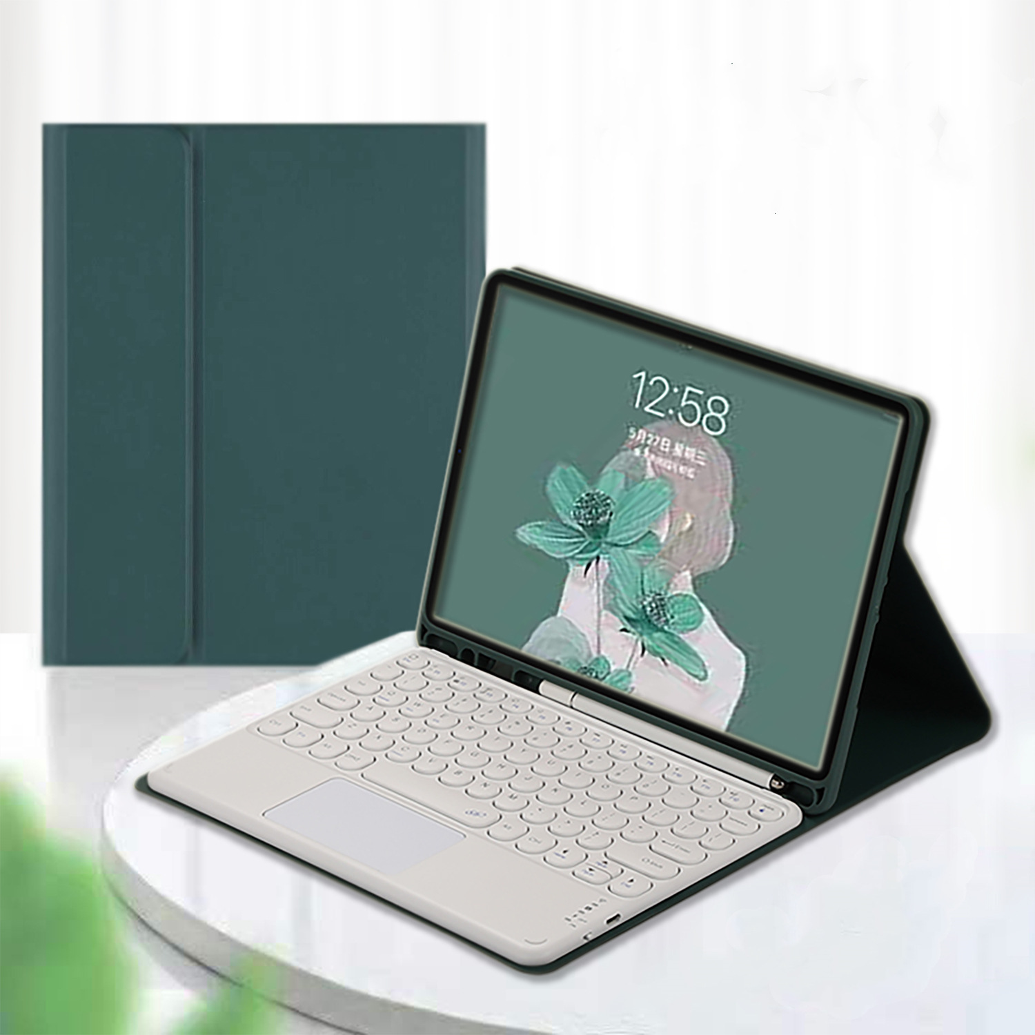 iPad 蓝牙 键盘 带笔槽 平板 皮套 全包 防摔 无线