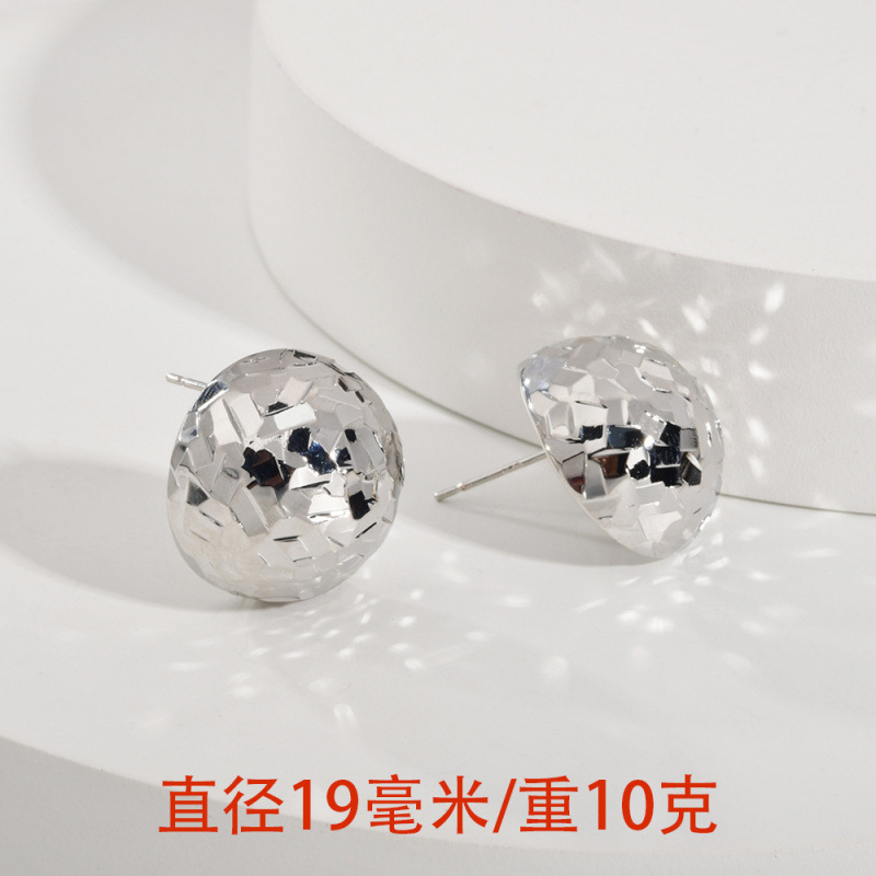 爆闪碎碎金亮片切面半圆水滴耳钉铜镀真金简约气质冷淡风轻奢耳饰|undefined