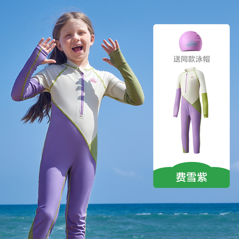 KK árbol traje de baño de una pieza para niños hilo original protector solar antibacteriano y resistente al cloro niña natación de manga larga bebé