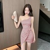 Sexy One Shoulder Strap Wrapped Hip Irregular Bottom Dress