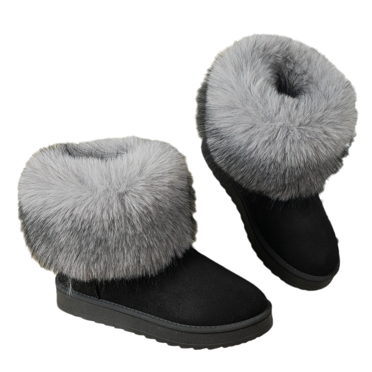 Stivali invernali caldi in cotone da donna con tubo centrale, più pile, più stivali in cotone impermeabile_voghion.com