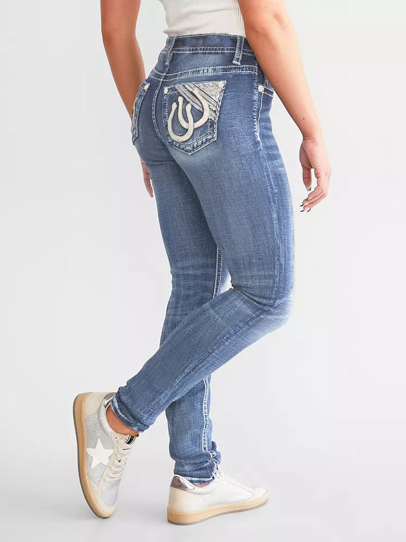 Women's Slim Fit Embroidered Jeans - Stretch Denim Pants With Floral Stitching (Blue, Sizes S-Xxl) ​Breathable Cotton Blend_ecoleips.com