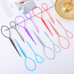 彩色編發拉發針韓版盤發大小兩件套花樣盤發器美妝工具