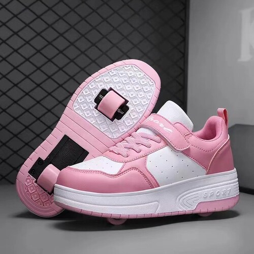 Skateboarding shoes for children, removable fluorescent double wheels, suitable for boys and girls, students, ice-skating shoes for young people and teenagers, sports outdoor skate shoes.