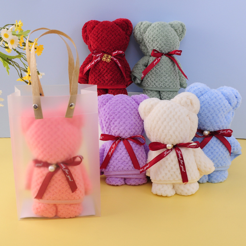 고급 반투명 가방 + 파인애플 체크무늬 곰 (컬러 매칭)