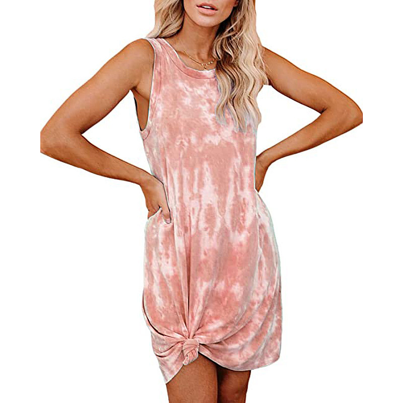 tie-dye printed loose vest dress women NSAXE58652