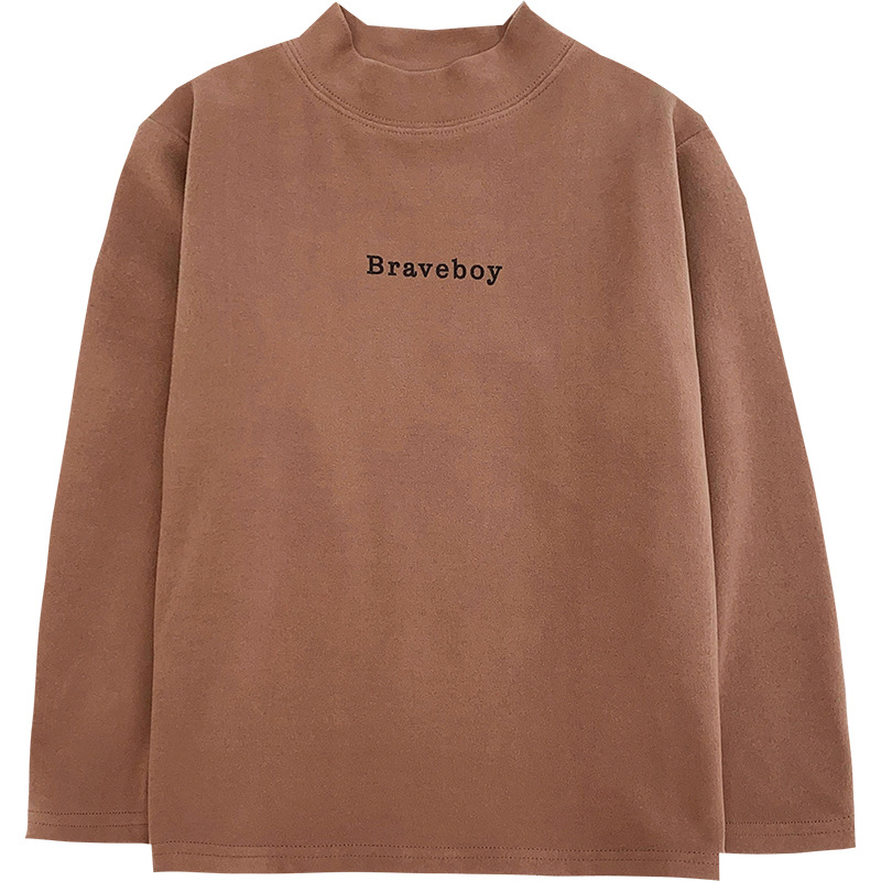 Haima's Boys 2024 Invierno Nueva camisa de fondo de terciopelo alemán Camiseta de manga larga Ropa de medio cuello alto Ropa de invierno de moda coreana