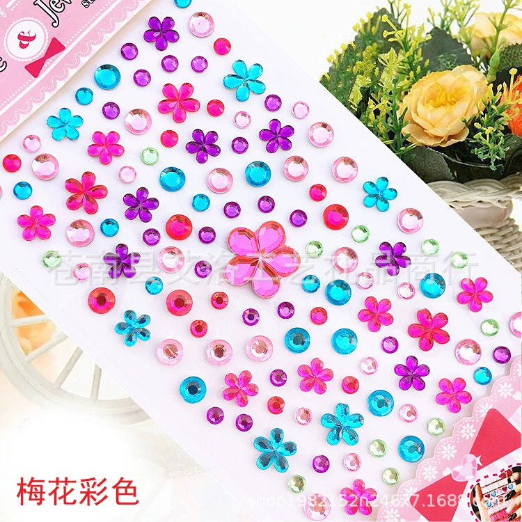 Crystal Patch Acrylic Gem Stickers, Plum Blossom & Heart Designs, 18 × 8.5 cm