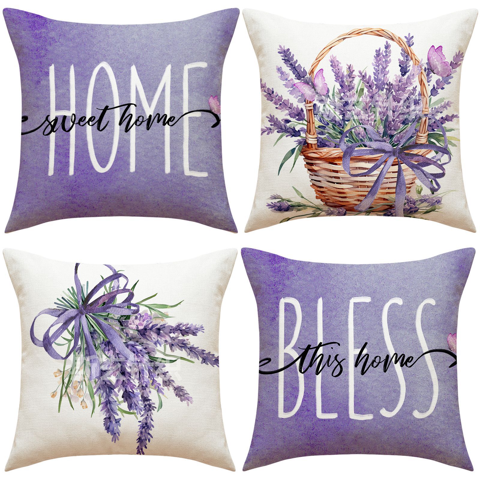 Amazon cross-border pillowcase home sofa cushion living room seat cushion lavender printed bedside pillowcase