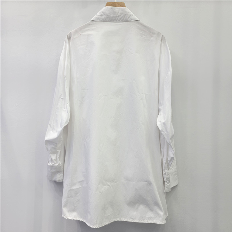 Ingeniería pesada simple camisa de manga larga de color sólido para mujeres 2026 primavera nuevo diseño de hebilla metálica blusa suelta image 2