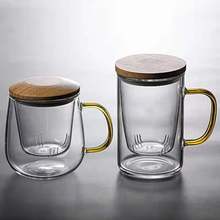 带手柄玻璃杯高硼硅耐热茶杯茶道杯泡茶杯过滤杯子办公杯喝茶杯