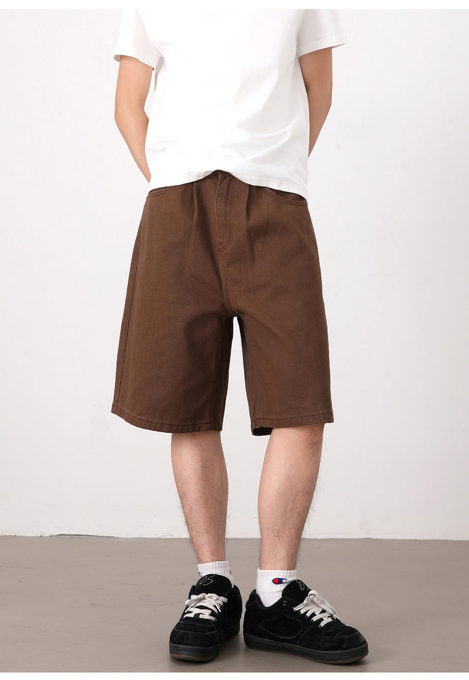 Quần short nam dáng rộng ống đứng, quần lửng phong cách Hàn Quốc, mặc hằng ngày — Màu be, Màu kaki, Màu nâu cà phê, Xanh Pháp Công chi tiết 18