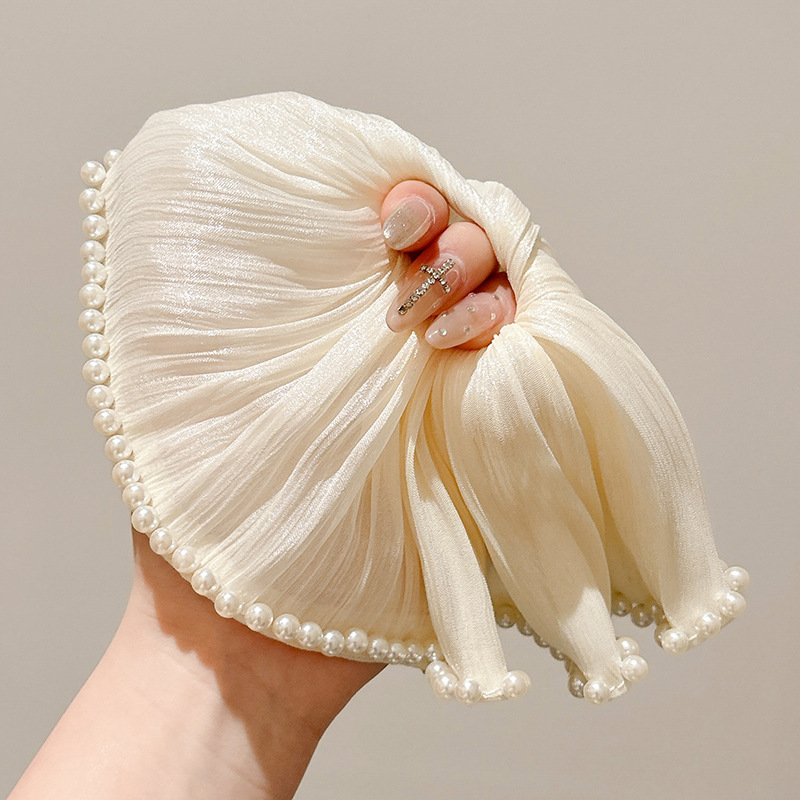 Anillo para el cabello de gran tamaño para mujer 2025 nuevo estilo de alta calidad perla, lazo para el cabello de lujo ligero, tocado de cuerda para el cabello