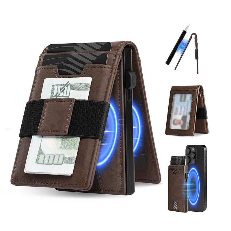 Cross-Border Anti-Degaussing Genuine Leather Card Holder Integrated Wallet Card Holder Multi-Functional Mobile Phone Magnetic Flip Card Men's Card Holder Cross-Border Anti-Degaussing Genuine Leather Card Holder Integrated Wallet Card Holder Multi-Functional Mobile Phone Magnetic Flip Card Men's Card Holder