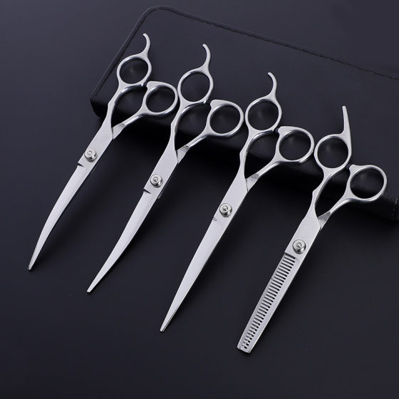 Pet beauty scissors 7 inch dog shearing scissors wool bending scissors beauty tools suit wholesale factory direct sales