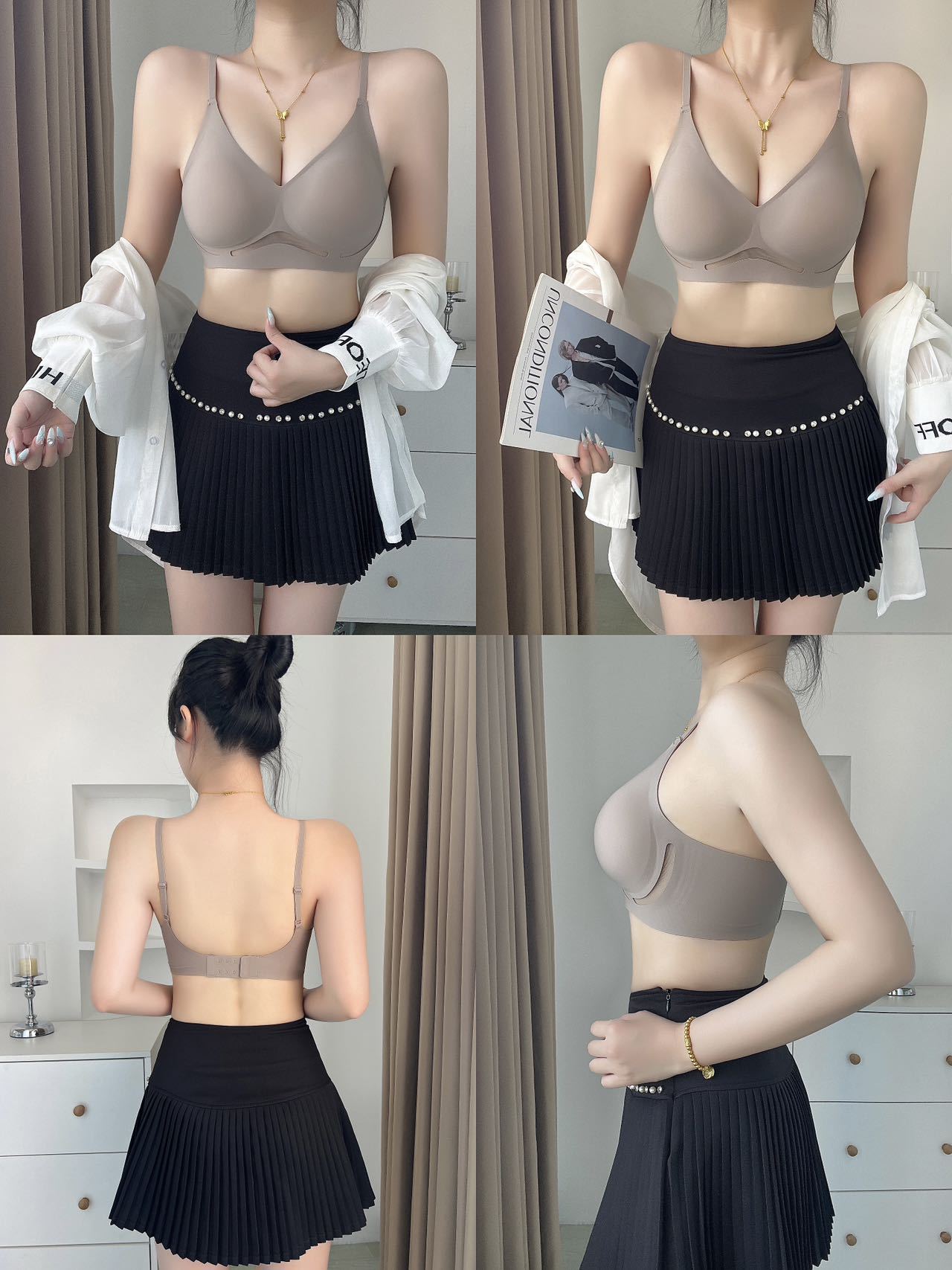 Taza de melocotón, ropa interior de mantenimiento de gelatina hueca, hermosa espalda, sin costuras, sección delgada, sin anillo de acero, pecho pequeño, sujetador de expansión exterior, mujer