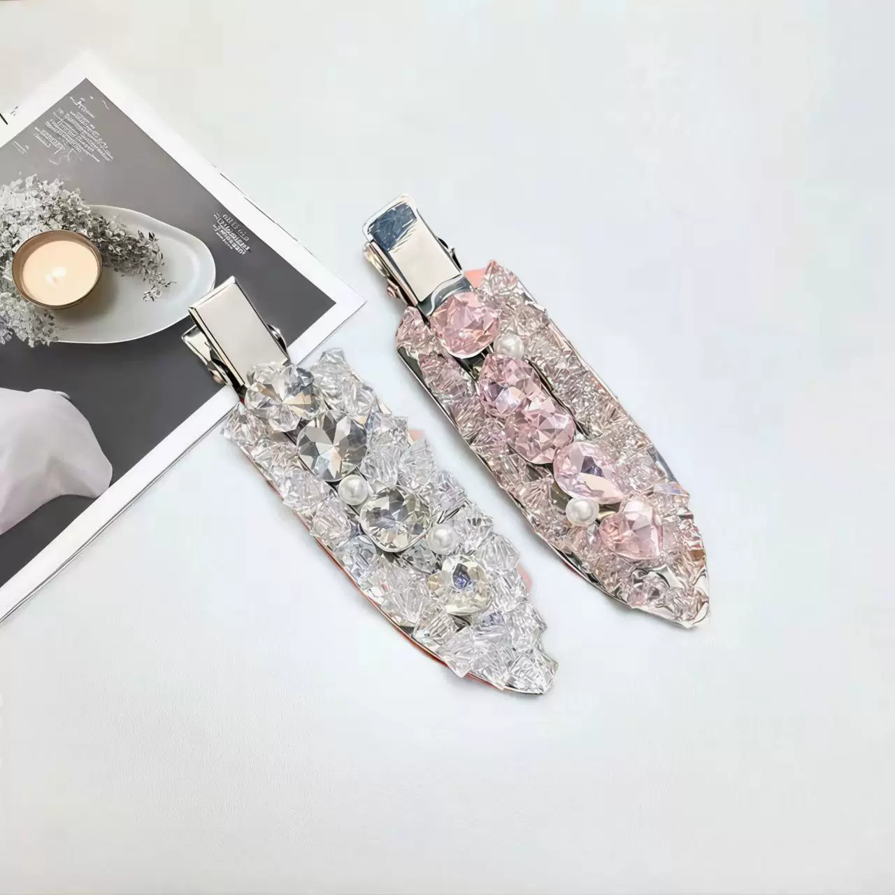 六公分韩式水晶发夹镶钻鸭嘴夹气质百搭高级感刘海碎发夹发饰女用