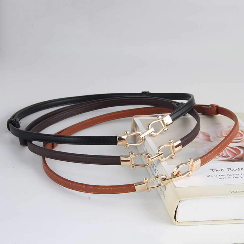 Fashionable and Versatile Thin Waist Chain for Women, Narrow Belt with Skirt, Sweater Decorative Belt, Korean Style Buckle Belt for Girls