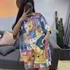 2022 summer pajamas new pattern Short sleeved Cartoon lovely Korean Edition ins Exorcism wechat Business Home Furnishings