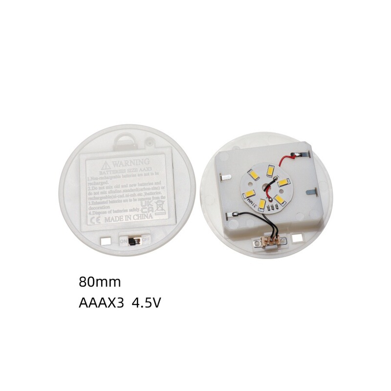 Circular diameter 80MM battery box with switch hardware 3 section 7 4.5V timing copper wire lamp with tryme hole