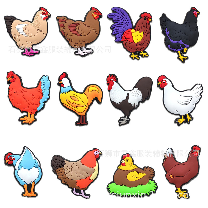 Cross-Border Hole Shoe Accessories DIY Patch Pet Chicken Shoe Flower Shoe Buckle Rooster Hen Shoe Buckle Shoe Flower