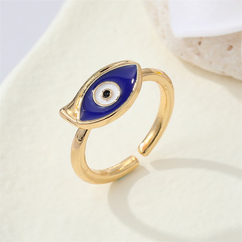 Fashion Colorful Metal Triangle Eye Ring Geometric Devil's Eye Ring display picture 3